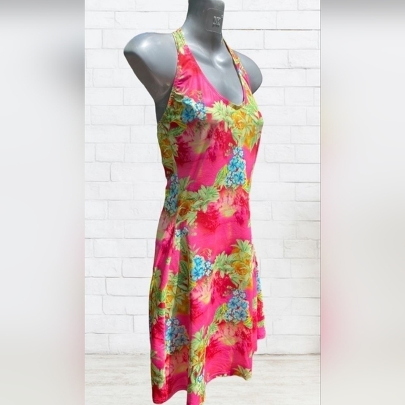 SELENE Pink Floral Print Halter Sleeveless Midi Dress Size Medium - Picture 4 of 7